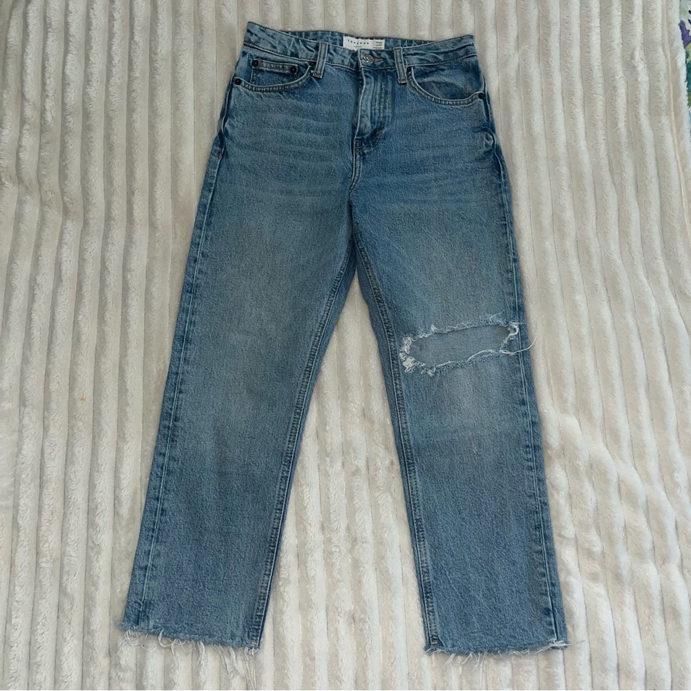 Women’s Topshop Cropped Straight Leg Jeans Medium Wash • 26”
